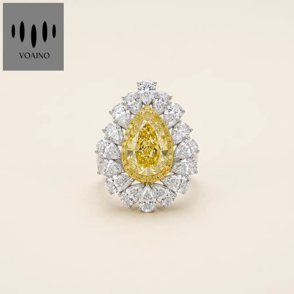 Platinum 5.08ct Oval Cut Yellow Lab Diamond Halo Ring 1