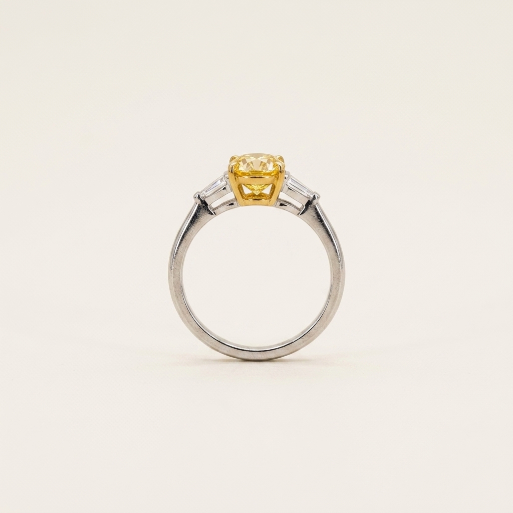 Platinum 1.14ct Pear Cut Yellow Lab Diamond Trilogy Ring 3