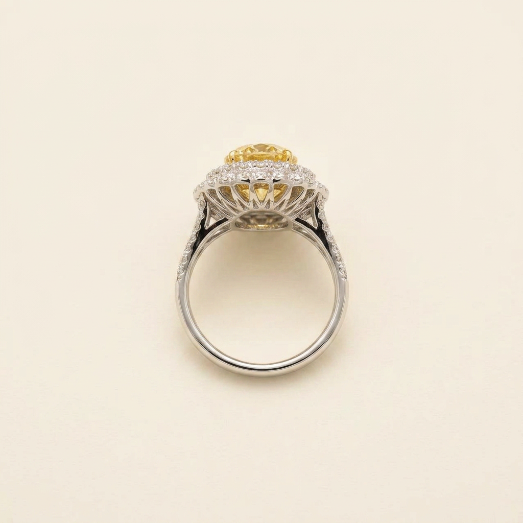Platinum 5.03ct Oval Cut Yellow Lab Diamond Triple Halo Ring 3