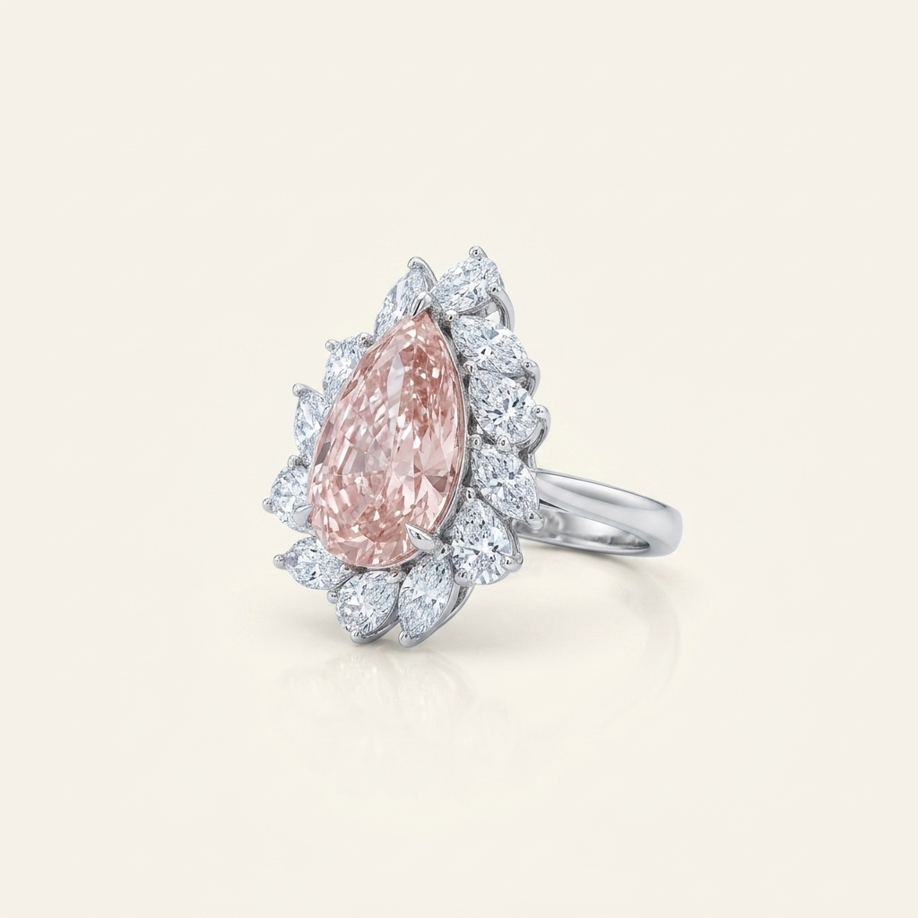 Platinum 10.38ct Pear Cut Pink Lab Diamond Dual Wear Ring & Pendant 3