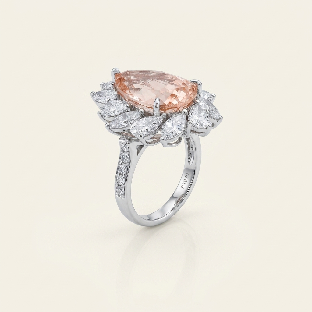 Platinum 10.38ct Pear Cut Pink Lab Diamond Dual Wear Ring & Pendant 2