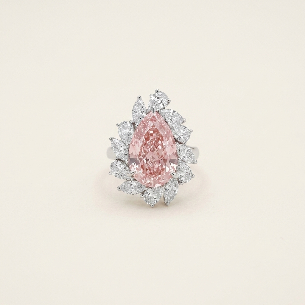 Platinum 10.38ct Pear Cut Pink Lab Diamond Dual Wear Ring & Pendant 1