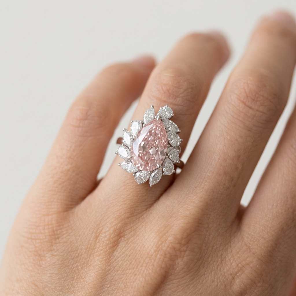 Platinum 10.38ct Pear Cut Pink Lab Diamond Dual Wear Ring & Pendant 4