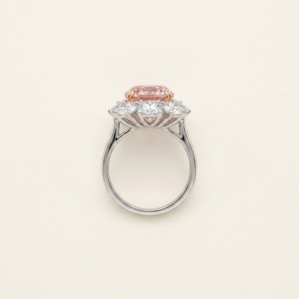 Platinum 10.07ct Oval Cut Pink Lab Diamond Engagement Ring 3