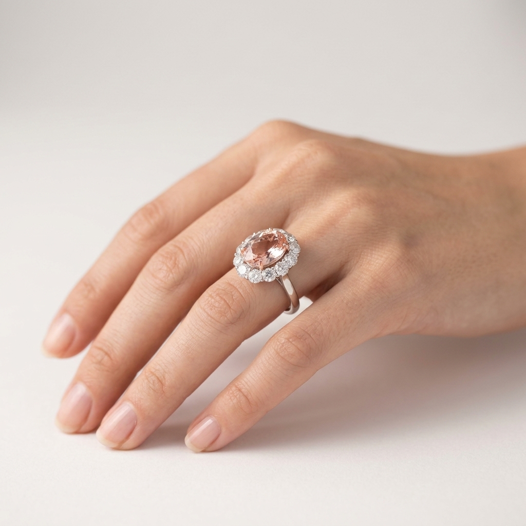 Platinum 10.07ct Oval Cut Pink Lab Diamond Engagement Ring 4