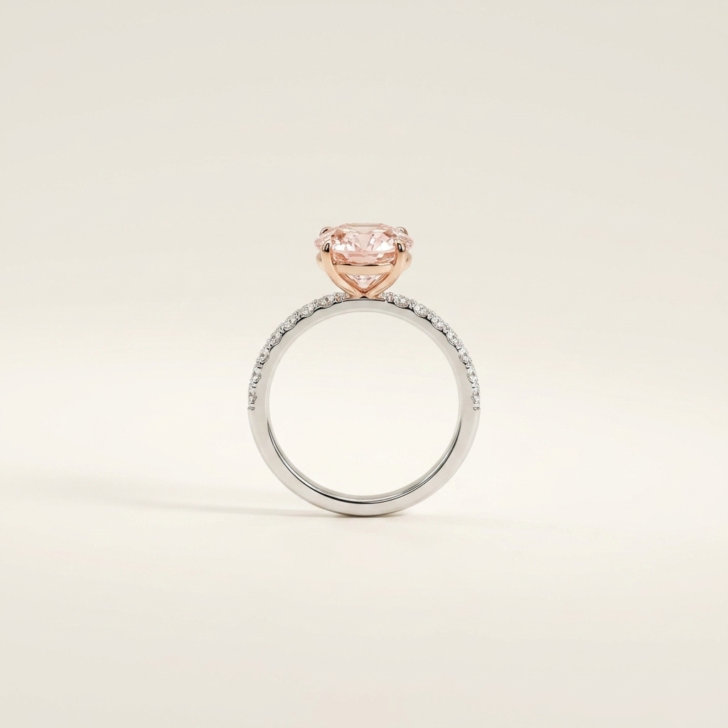 Platinum 3.36ct Oval Cut Pink Lab Diamond Engagement Ring 3