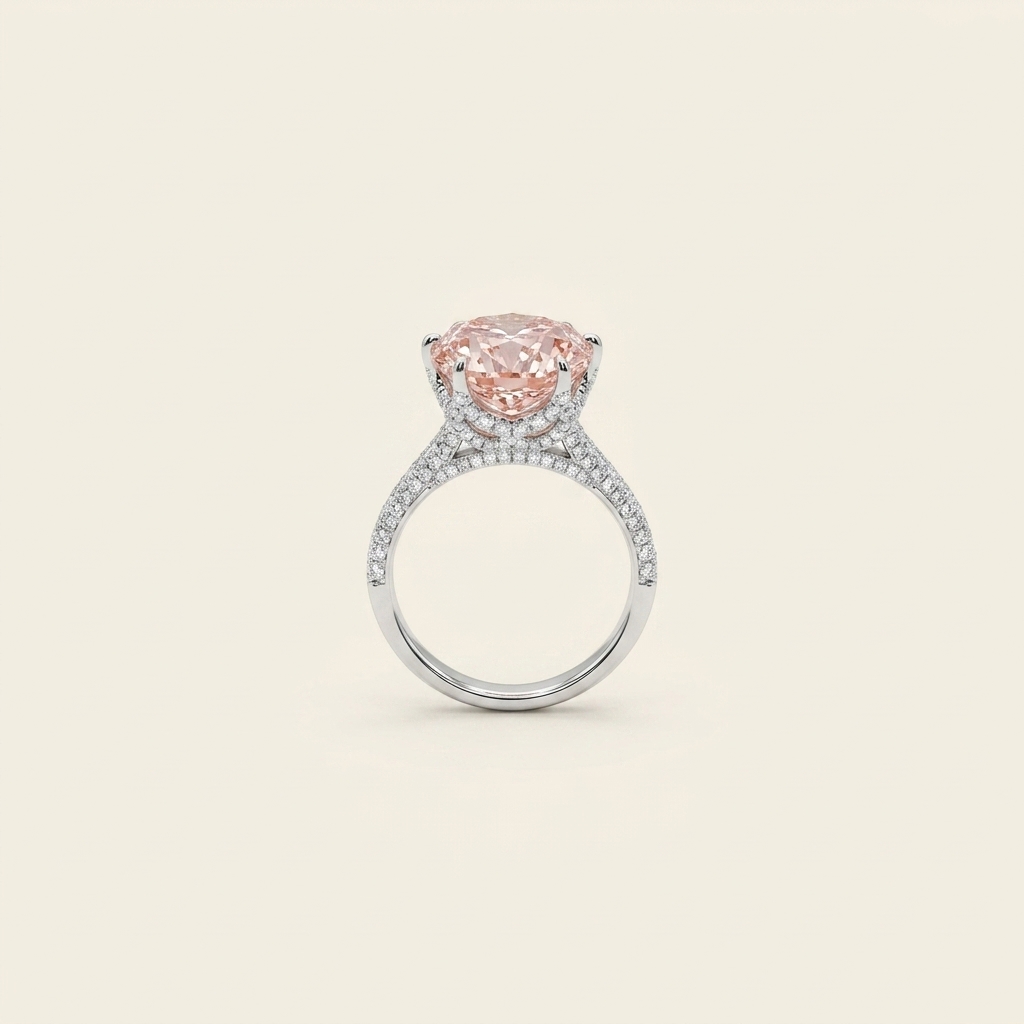 Platinum 10.24ct Pear Cut Pink Lab Diamond Ring 3