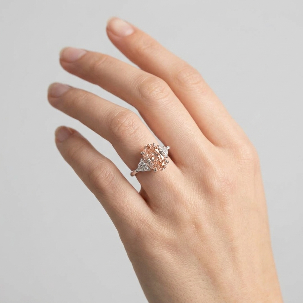 Platinum 3.02ct Oval Pink Diamond Trilogy Ring 4