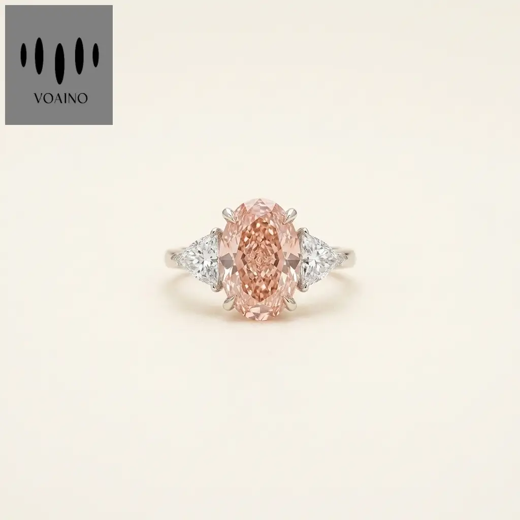 Platinum 3.02ct Oval Pink Diamond Trilogy Ring 1