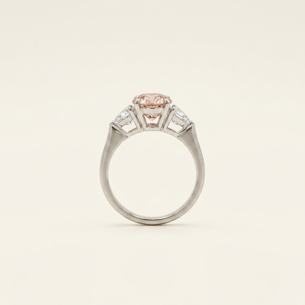 Platinum 3.02ct Oval Pink Diamond Trilogy Ring 3