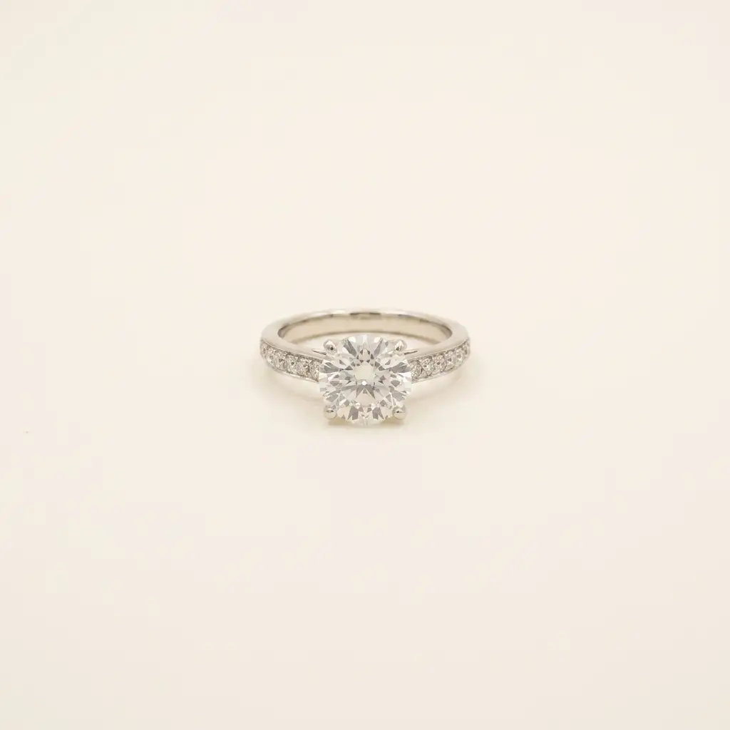 18K Gold 2.57ct Round Cut Lab Diamond Half Pavé Band Ring 1