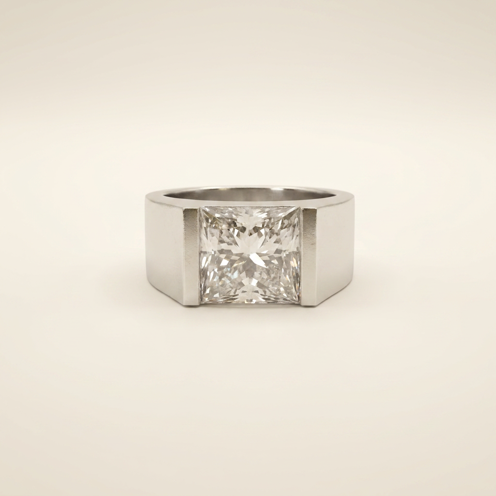 Platinum 5.1ct Princesses Cut Lab-Grown Diamond Man Ring 1