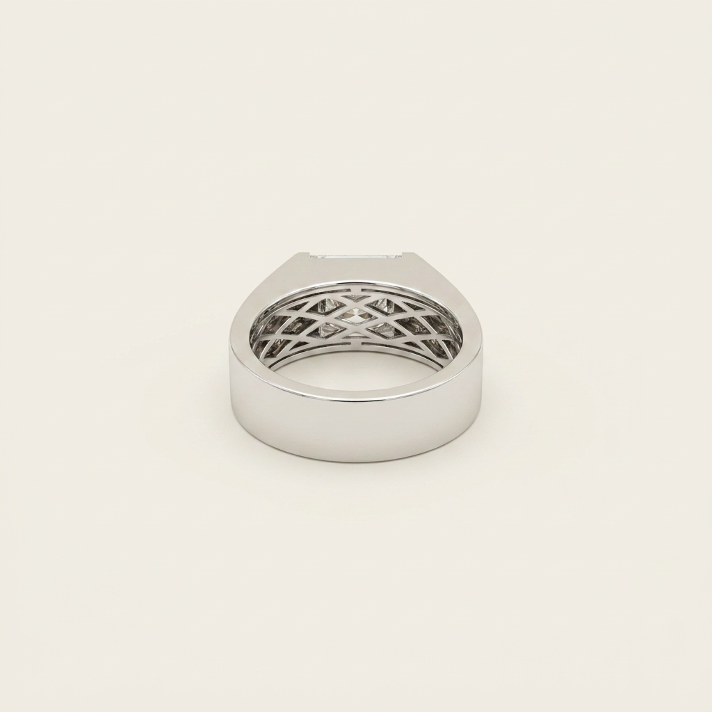 Platinum 5.1ct Princesses Cut Lab-Grown Diamond Man Ring 4