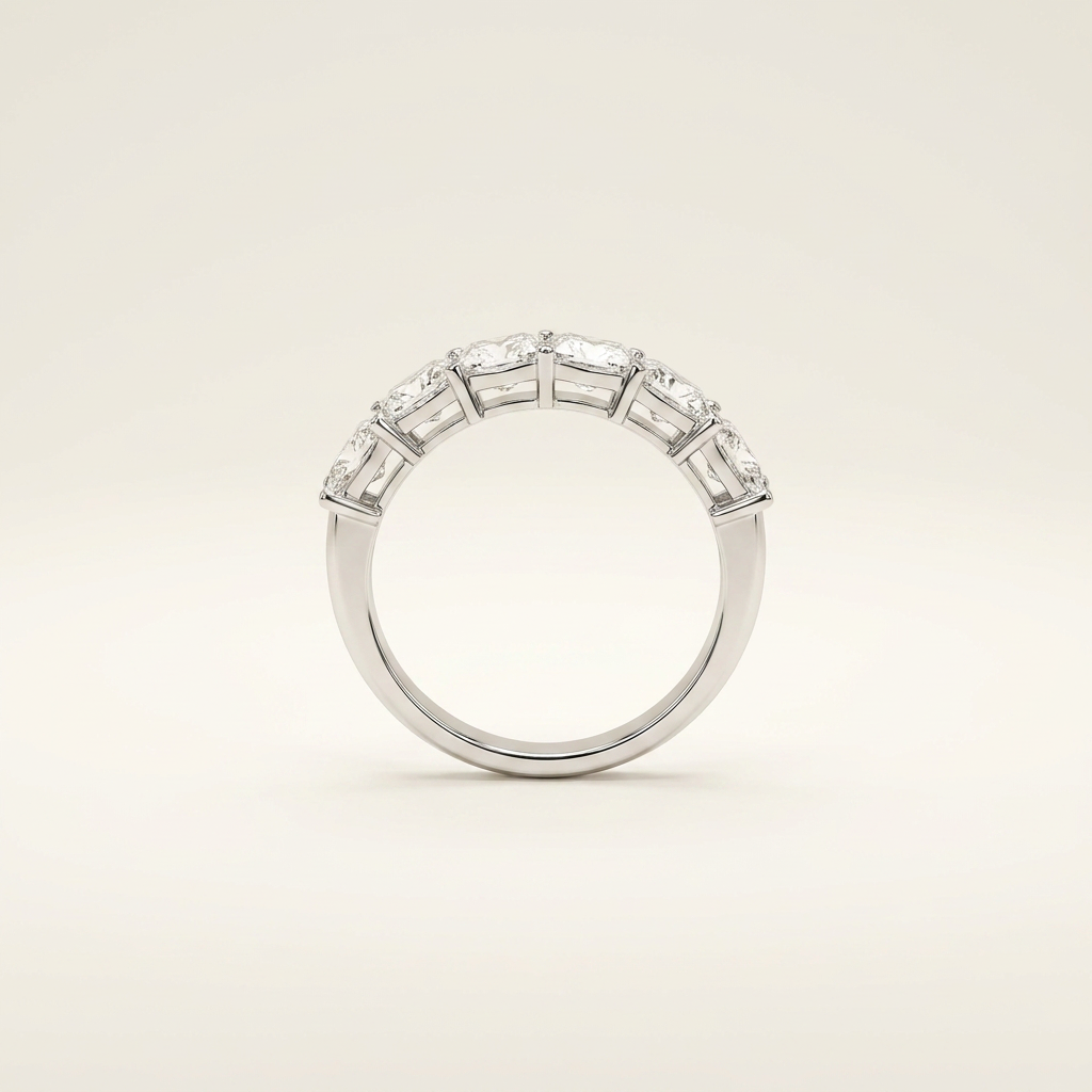 18K White Gold 3.06ct Princess Cut Lab Diamond Half Eternity Band Ring 3