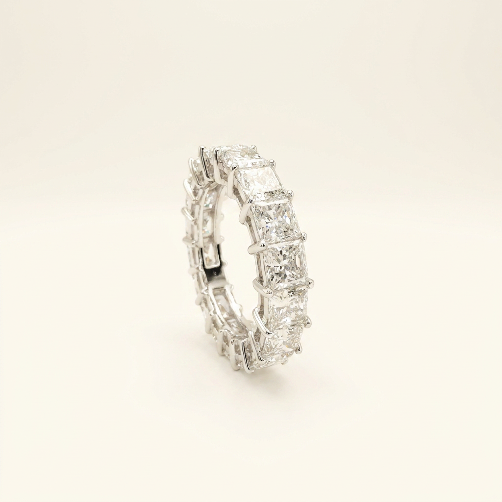 14K White Gold 5.2ct Princess Cut Lab Diamond Eternity Band Ring 2
