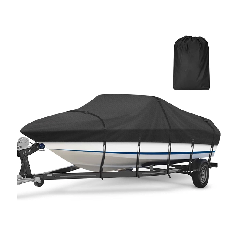 600 Cubierta de bote impermeable de servicio pesado 600 Denier, V-Hull Fishing Boat Pro Bass Bass Interboard Outboard Trailable Barco Covers 1