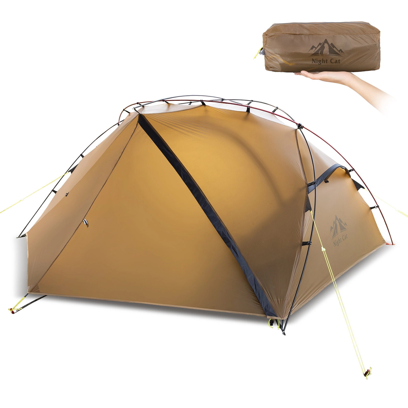Tente Night Cat 1 personne ultralégère : Tente de randonnée imperméable et légère pour 1 personne, idéale pour le camping, le trekking et les activités de plein air. 1