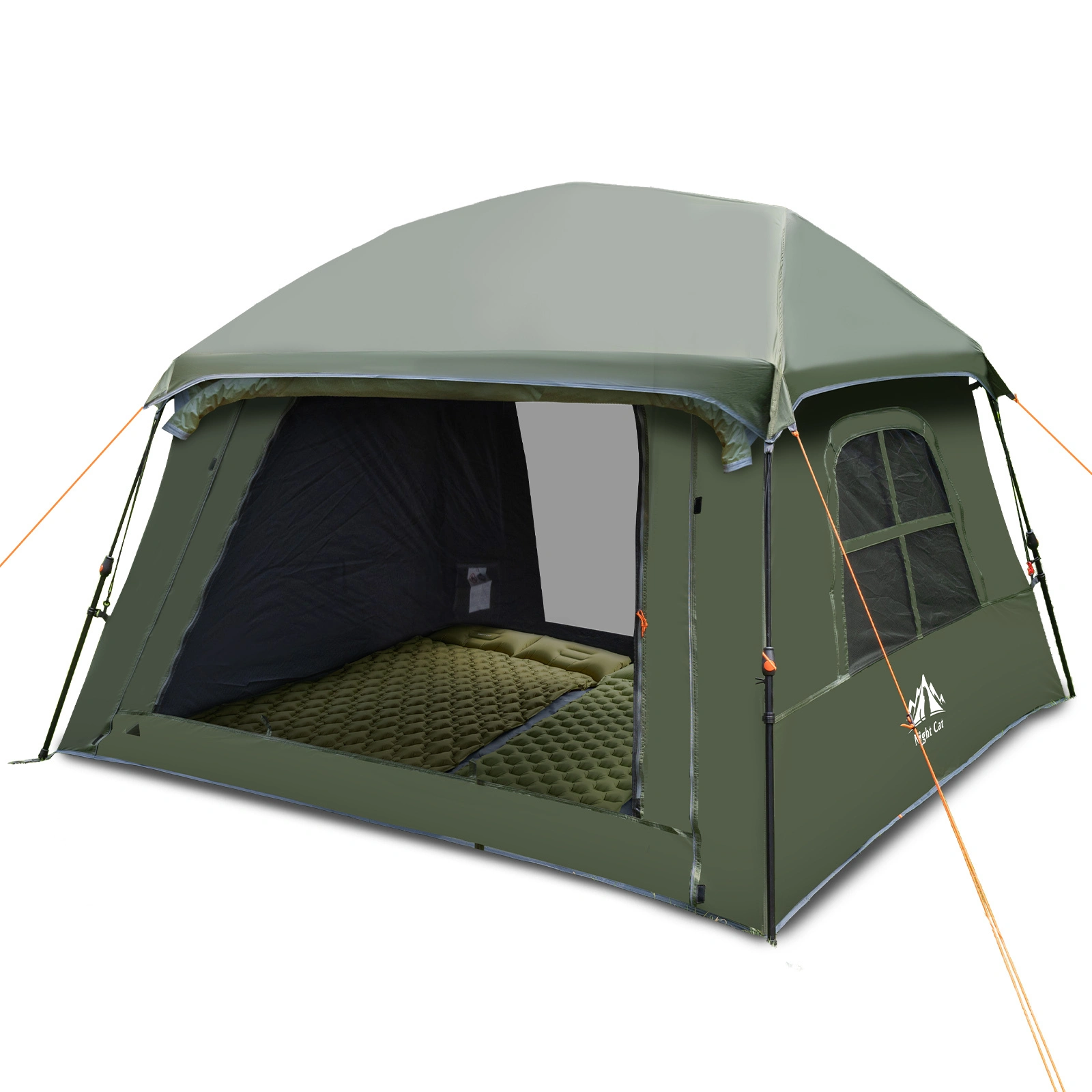 Tente Night Cat Blackout Cabin : Tente de camping pop-up 4 personnes avec vestibule et double-toit imperméable, montage instantané et facile. Tente familiale 1