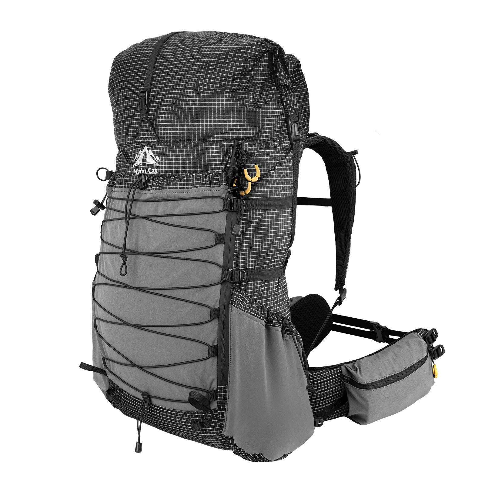 Night Cat Wanderrucksack mit Innenrahmen: 70 l leichter Reiserucksack mit Regenhülle für Damen und Herren, ideal zum Wandern, Campen und Trekking, Schwarz 1