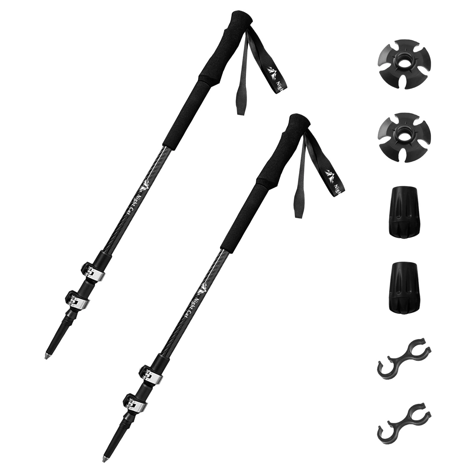 Bâtons de randonnée pliables Night Cat : bâtons de marche légers et réglables (lot de 1 ou 2) pour la randonnée et l'escalade. 1