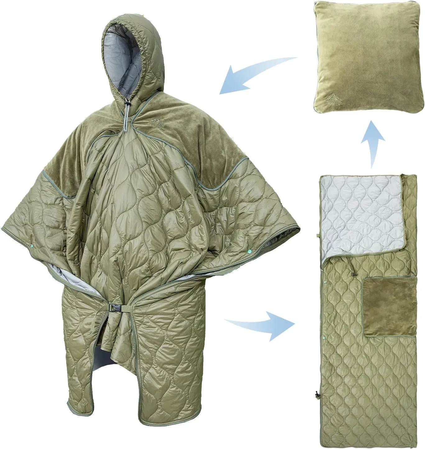 Night Cat Sleeping Bag for Camping - 4 in 1 Poncho for Adults Ultralight Wearable Quilt 3 Seasons Suitable for 1 Person 1