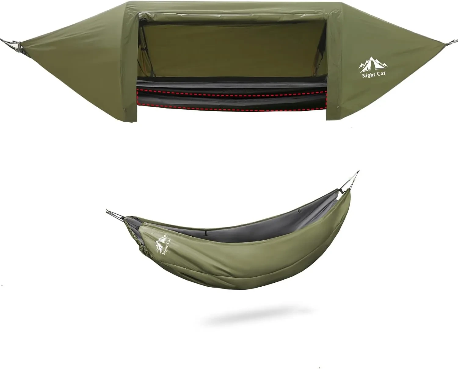 Night Cat Hammock Tent with Storage Pocket for Sleeping Pad Combo Set Army Green 1