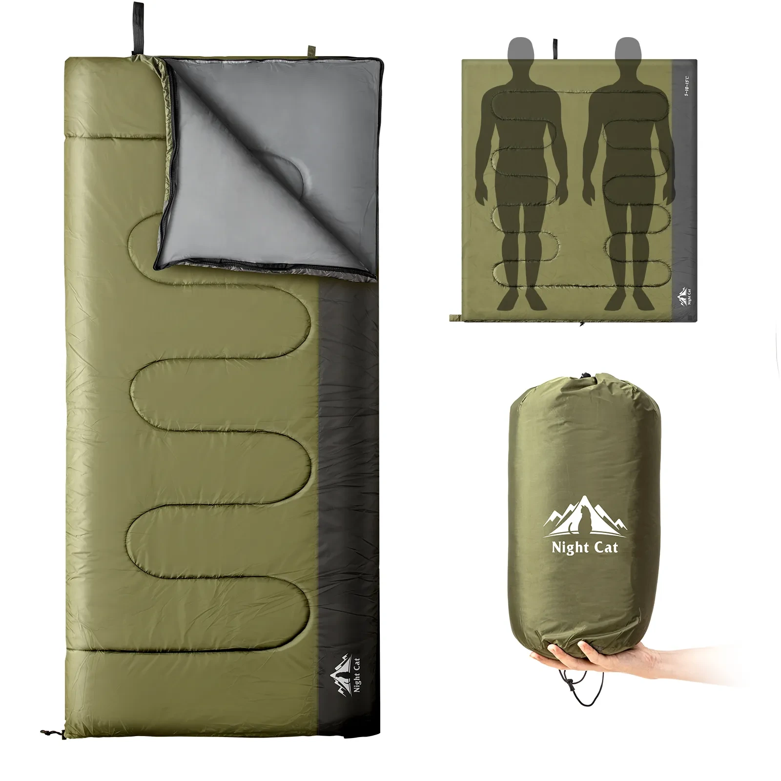 Night Cat Lightweight Backpacking Sleeping Bag for Adults 3 Seasons 1
