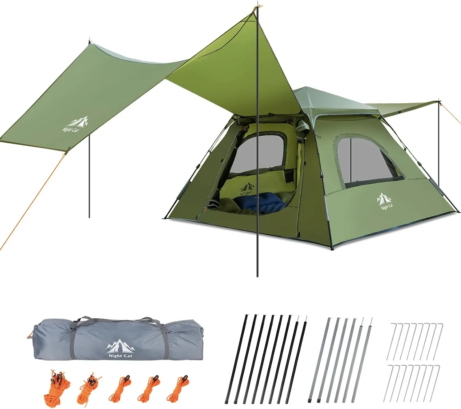 Night Cat Instant Cabin Zelt mit Baldachin Tarp 3 Personen wasserdicht 1