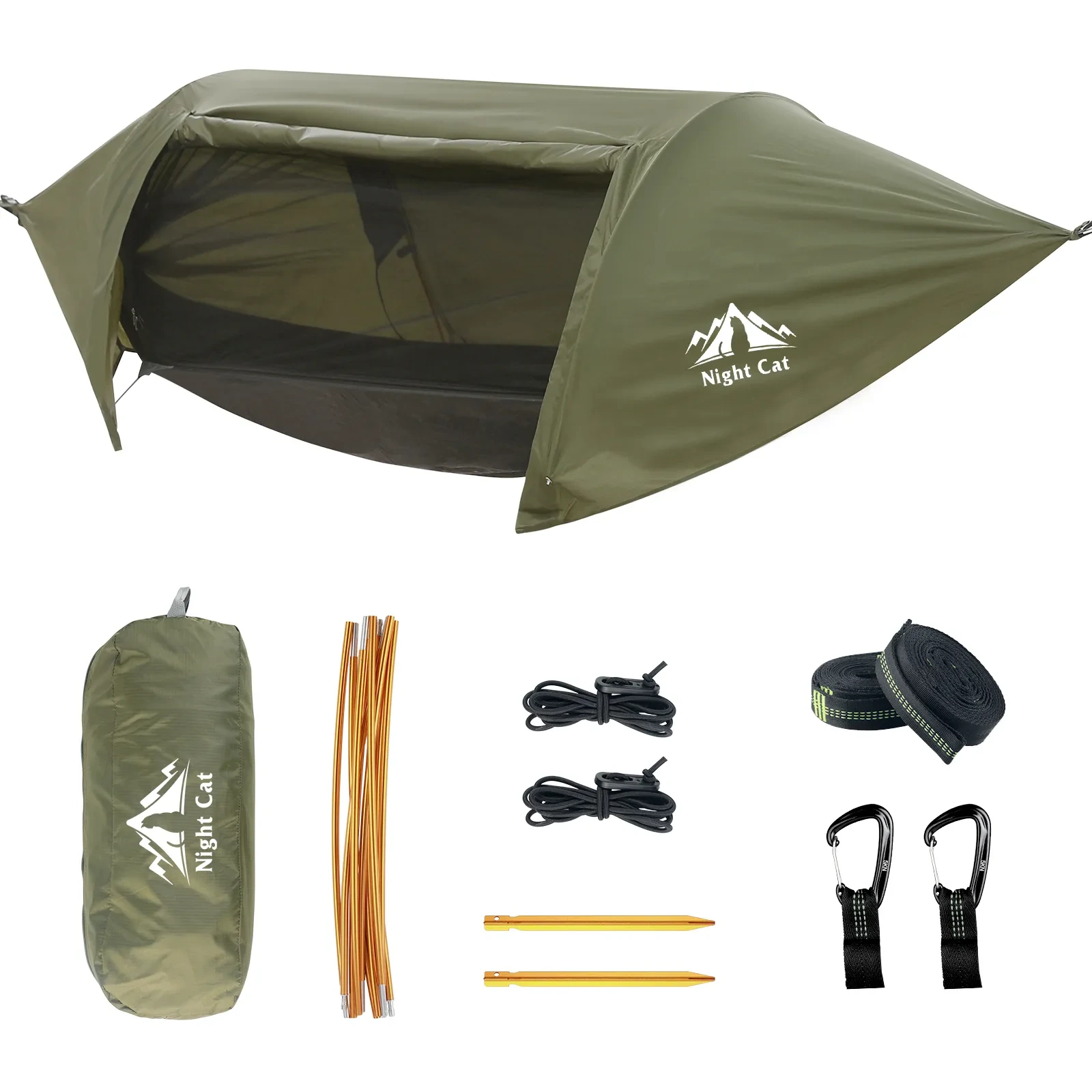 Night Cat Bottom Modèle imperméable Camping Tente de hamac avec un filet de moustique et une mouche de pluie pour 1 personne 1