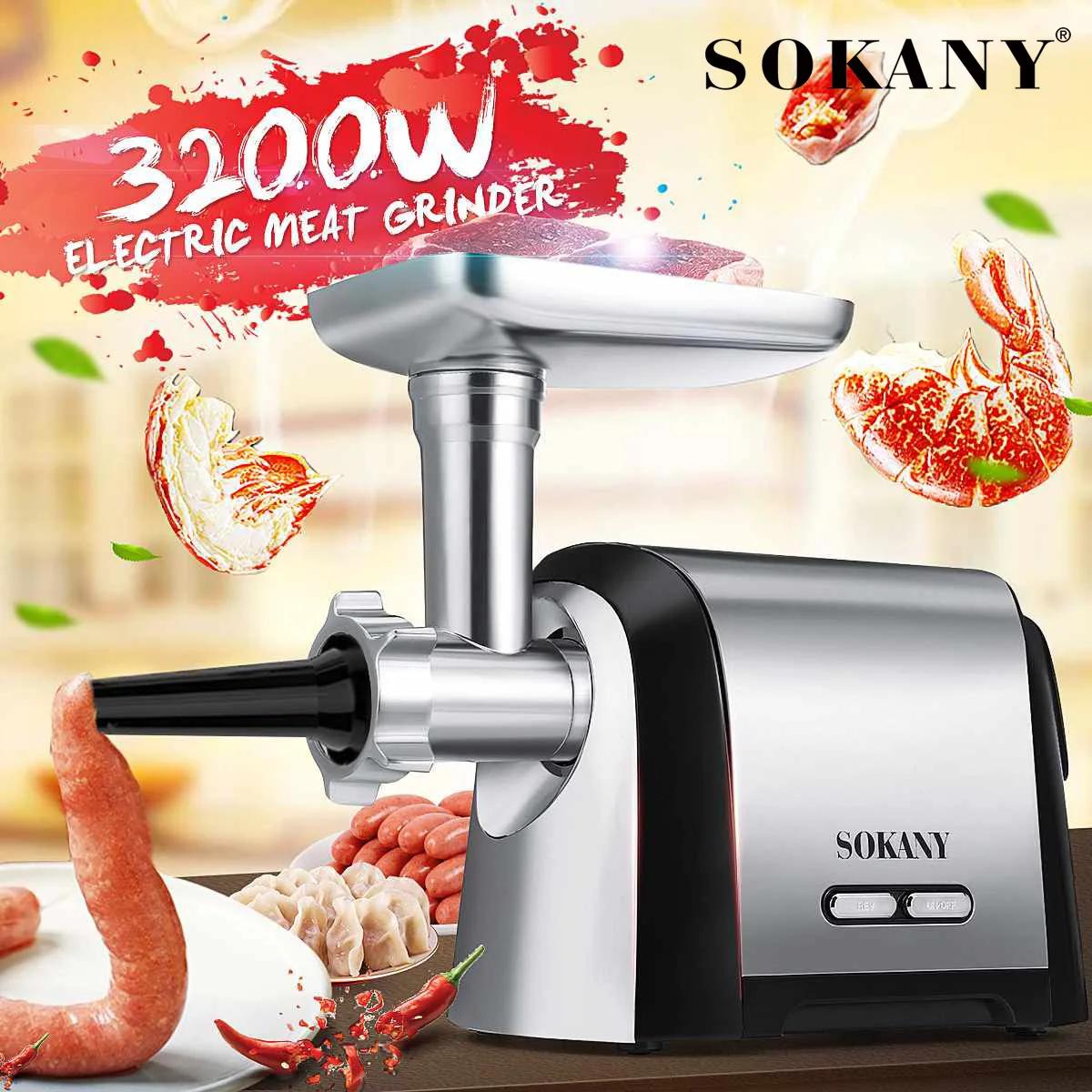 Grinder Wholesale Includes 3 Exchangeable Cutting Plates (sausage Adapter - - SOKANY 2