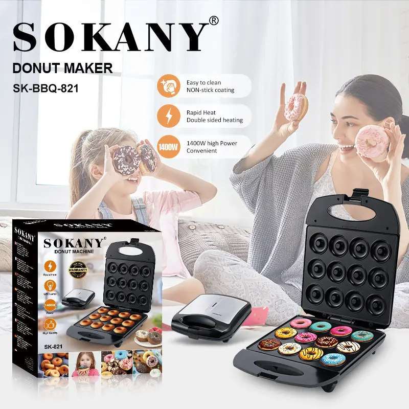 Electric Donut Maker Non-stick Coated Heating for Easy Cleaning ROHSwholesaler 5
