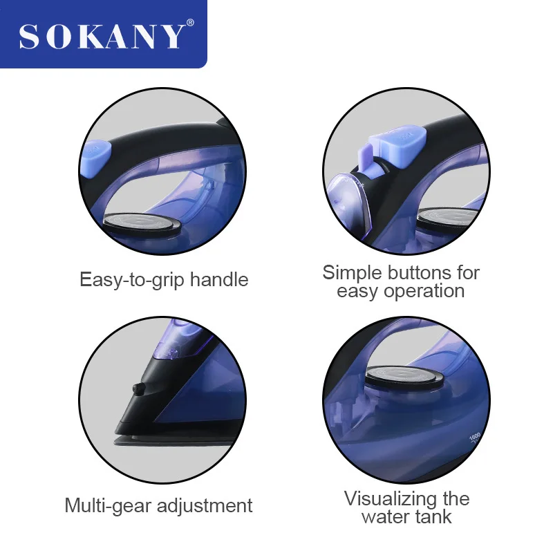 SOKANY Vertical Steam Iron 360-degree Swivel Power Cordwholesaler 5
