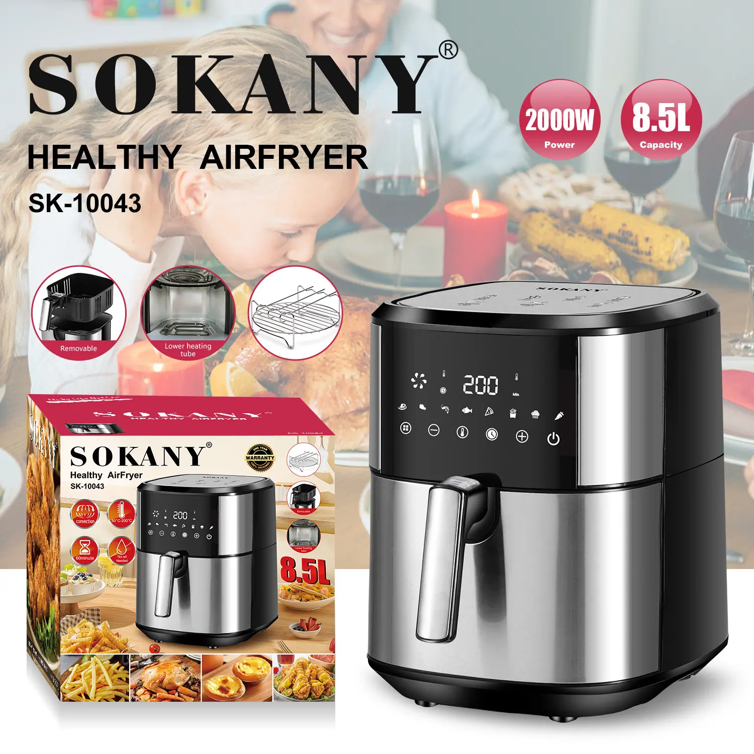 Air Fryer საუკეთესო კომპანია არასასურველი ფეხები სტაბილურობისთვის - - Sokany 2