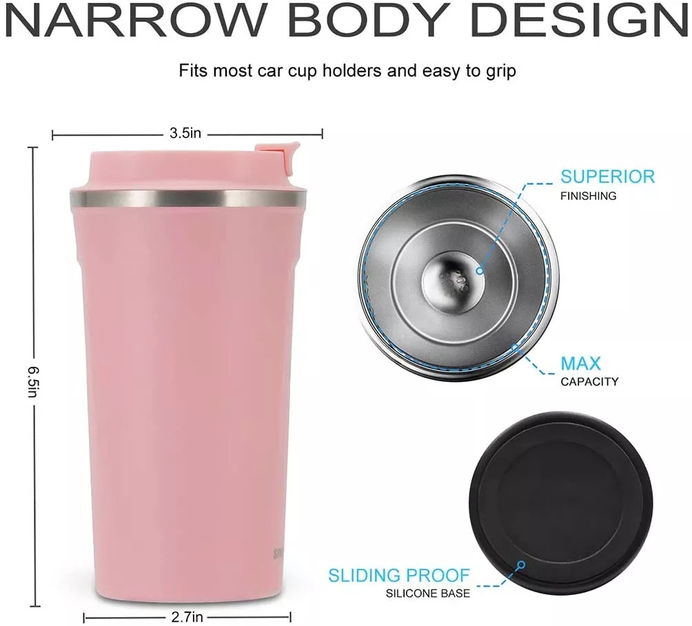 380ml 510ml Eco-amika duobla murita neoksidebla ŝtala vojaĝada kafo mug vakua izolita reuzebla kafo-tumula taso 10