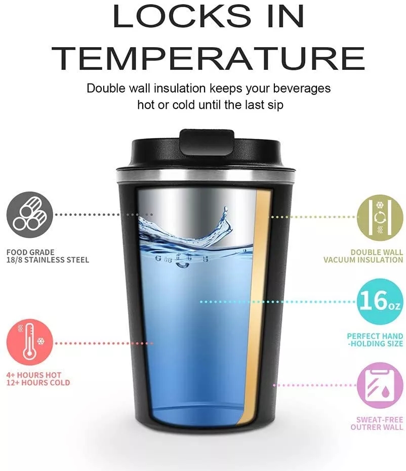 380ml 510ml Eco-amika duobla murita neoksidebla ŝtala vojaĝada kafo mug vakua izolita reuzebla kafo-tumula taso 12