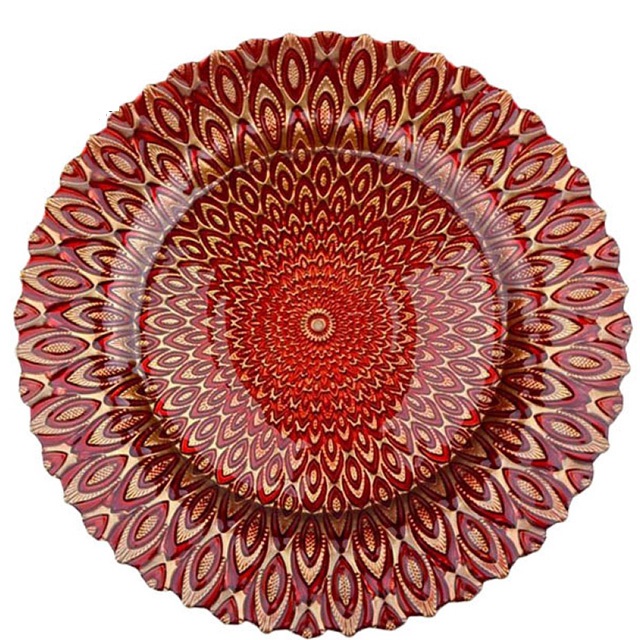 Malmultekosta geedziĝa vitro pavo verda ŝargilo platoj pogranda 7