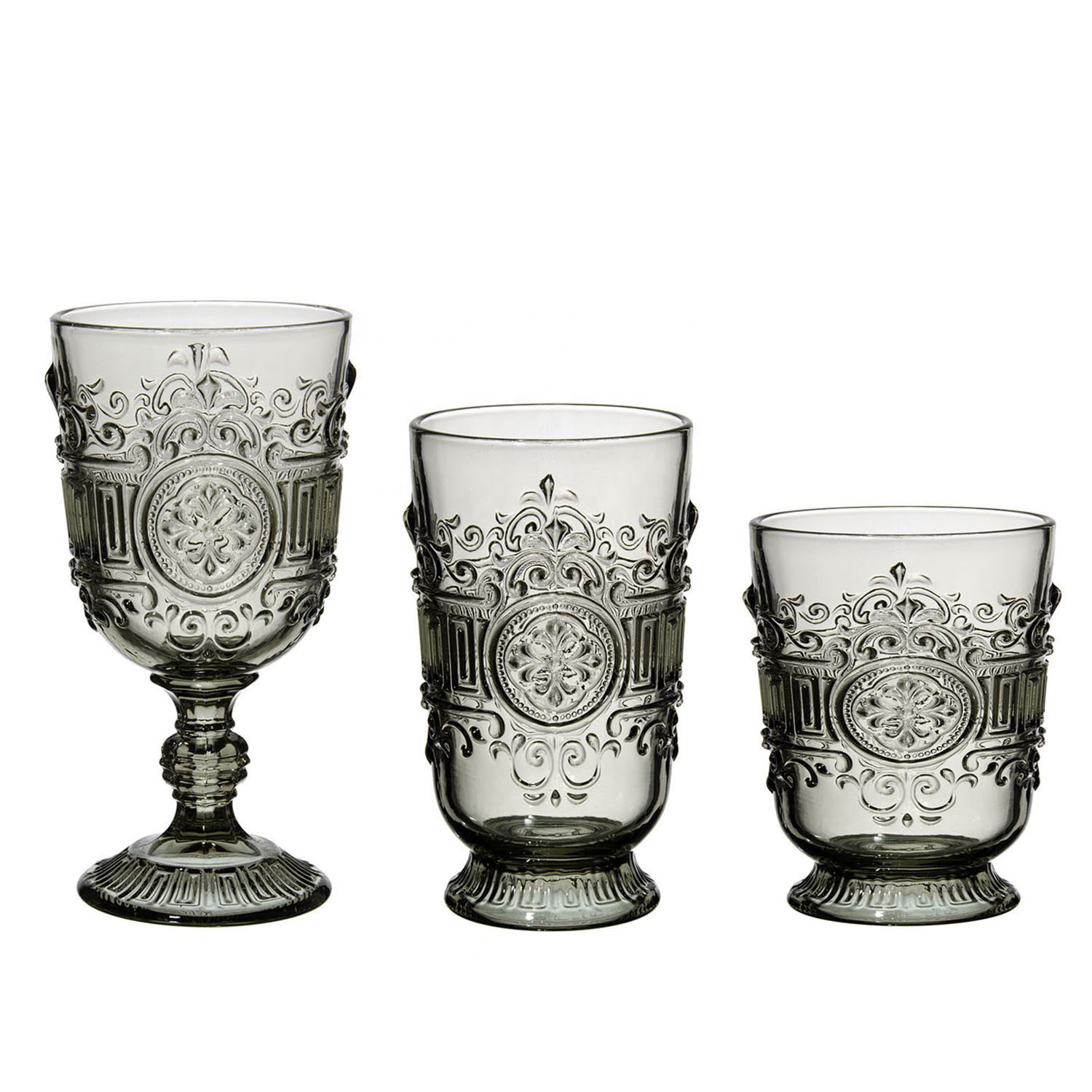 Feito feito à mão Pressionada personalizada elegante e elegante e relevo de vidro colorido de vidro colorido de vidro de vinho1 3