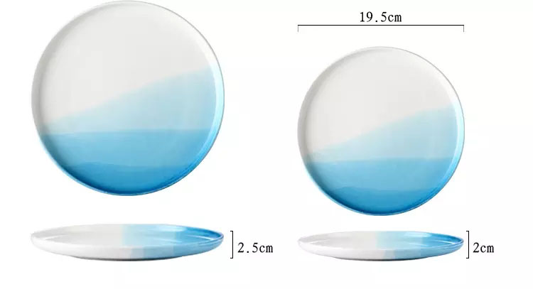 Customized wholesale ceramics, round tableware and colorful blue and white plates 11