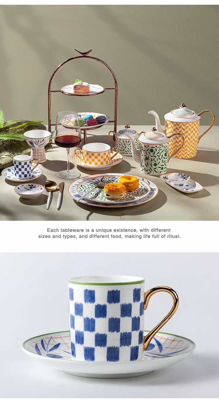High-end wedding decoration ceramics, coffee server dishes and bone china espresso cups 6