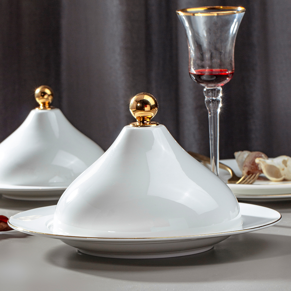 Upscale Customize French White Porcelain Serving Dishware Set Ceramics German Fine Bone China Dinnerware 11