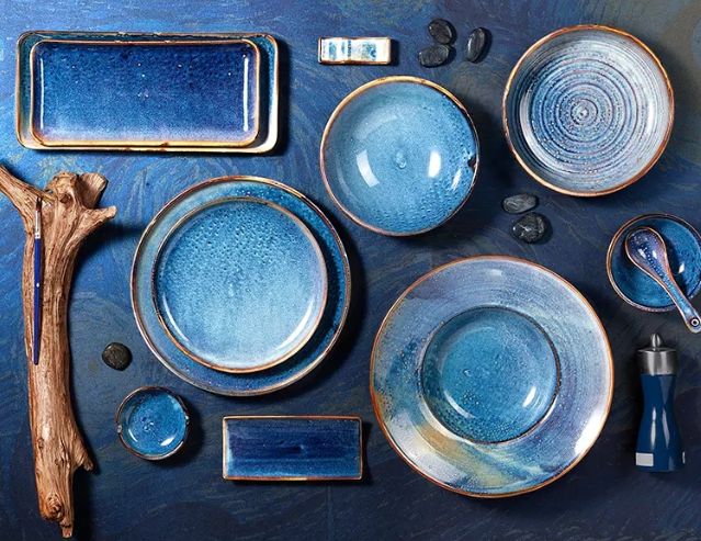 Unique European retail market spot ring ceramics for round steak dinner plates 7