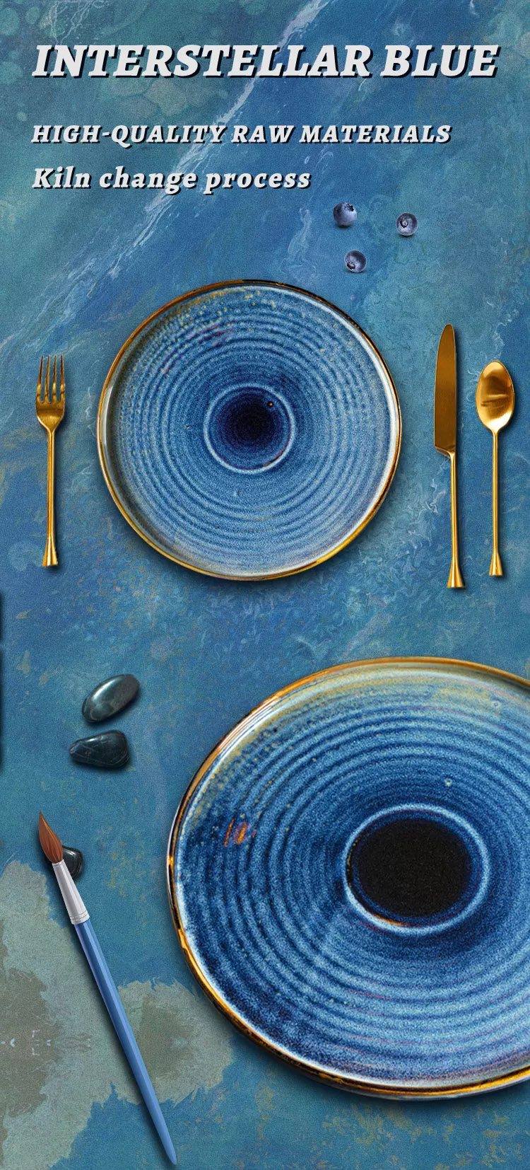 Unique European retail market spot ring ceramics for round steak dinner plates 9