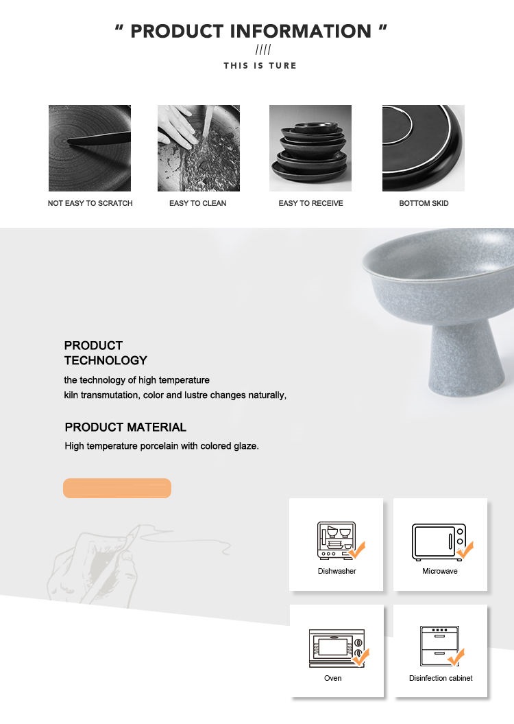 Profesia ceramika fabrikanto Matte Deep Grey High Stand Pyedestal Japanese Restaurant Sushi Tall Foot Ceramy 7