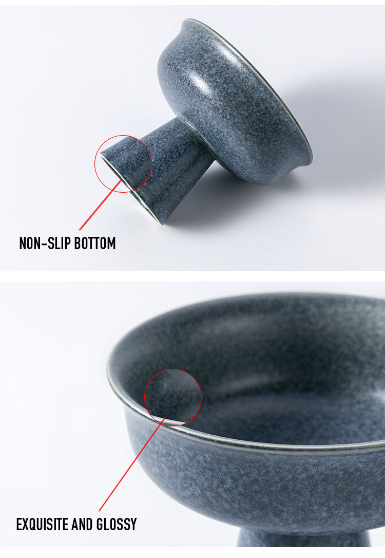 Profesia ceramika fabrikanto Matte Deep Grey High Stand Pyedestal Japanese Restaurant Sushi Tall Foot Ceramy 6