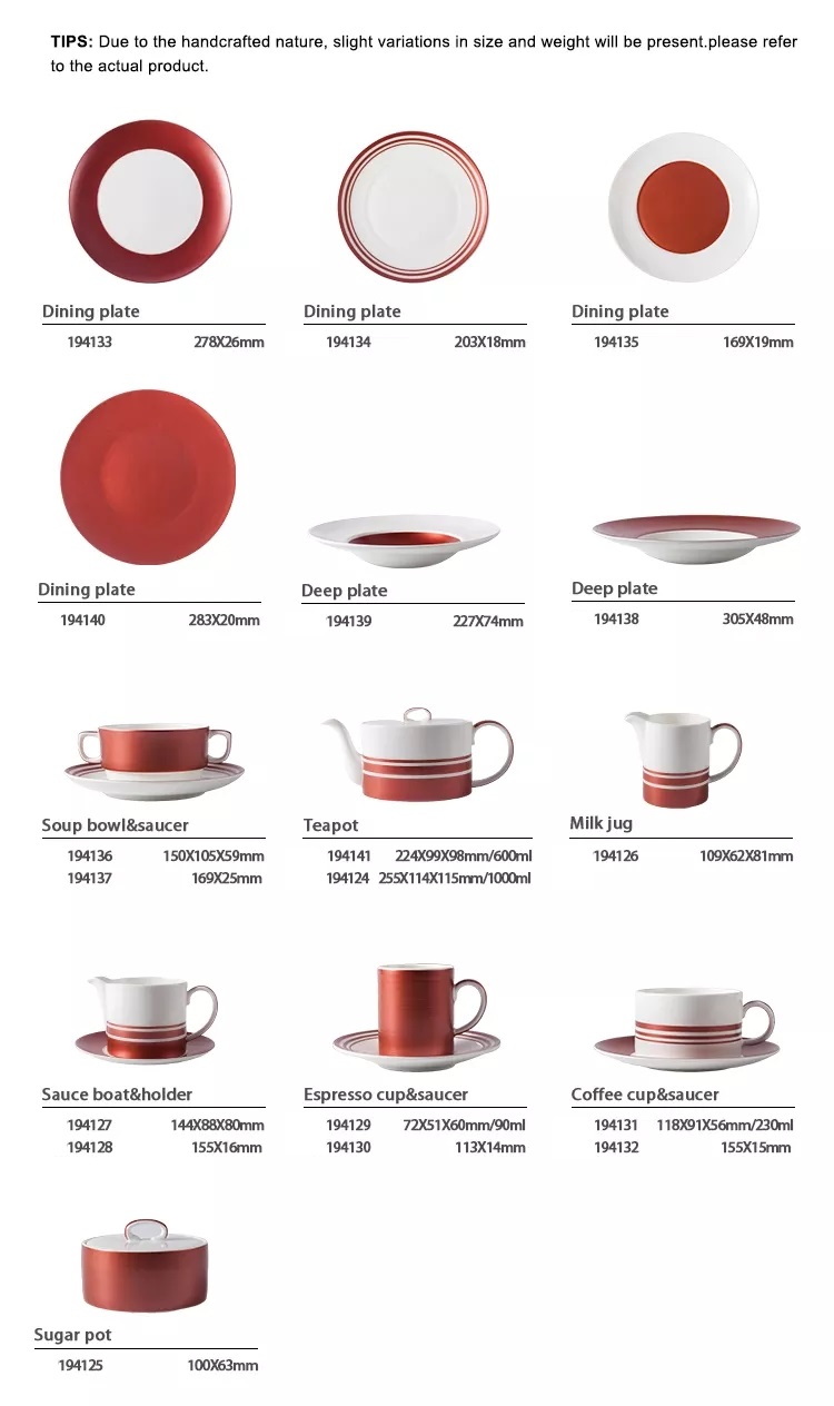 Professional Ceramic Manufacturer Durable Yayu 9 Inch Red Bone China Western Soup Pasta Bowls French Cuisine Ceramic 8