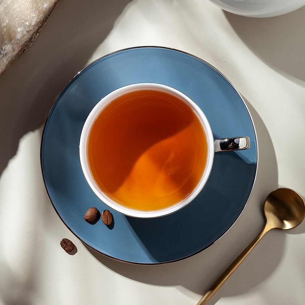 Provide banquet handmade teacup blue saucer, dinner banquet luxurious and exquisite bone china coffee cup set 5