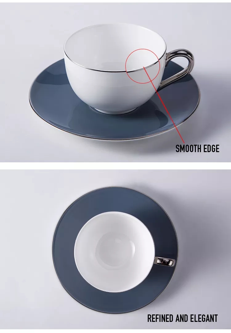 Provide banquet handmade teacup blue saucer, dinner banquet luxurious and exquisite bone china coffee cup set 7