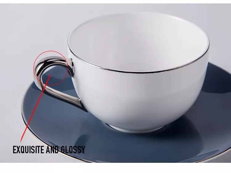 Provide banquet handmade teacup blue saucer, dinner banquet luxurious and exquisite bone china coffee cup set 6