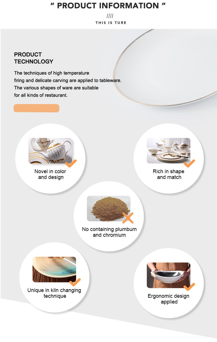 Mano pentrita reĝa vespermanĝo grado porcelano starigas kvadratan rondan rektangulan ĉapelon teleroj taso ora borda blanka ceramiko 12