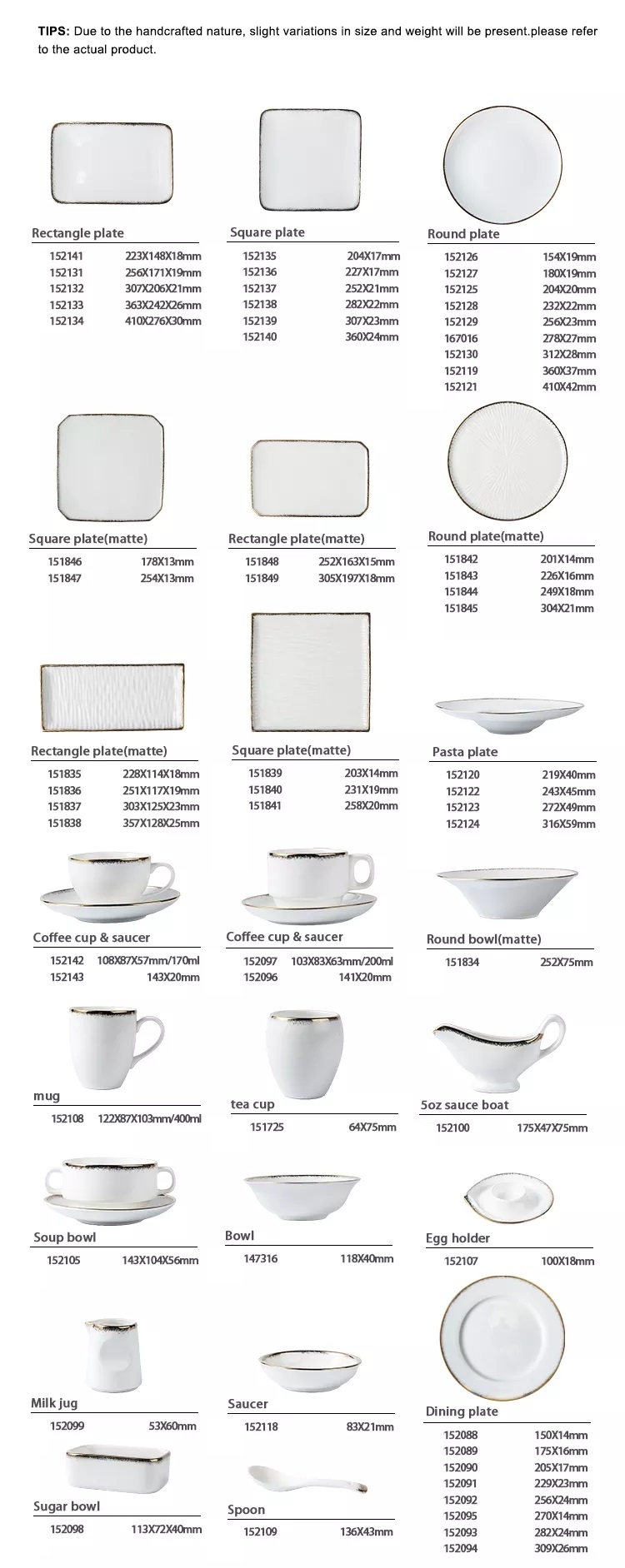 Mano pentrita reĝa vespermanĝo grado porcelano starigas kvadratan rondan rektangulan ĉapelon teleroj taso ora borda blanka ceramiko 13